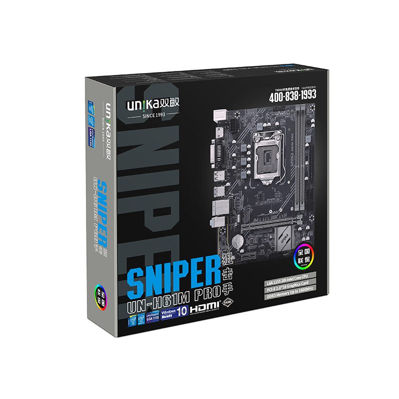 UNIKA UN-H61M PRO SNIPER DDR3 2nd & 3rd Gen Micro ATX Motherboard
