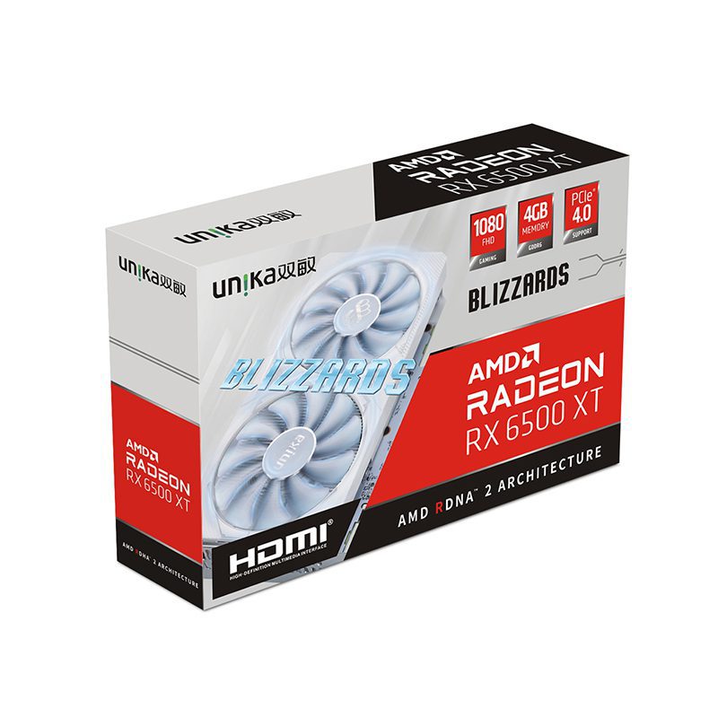 UNIKA Radeon RX 6500 XT BLIZZARDS 4GD6 V2 Dual Fan Graphics Card